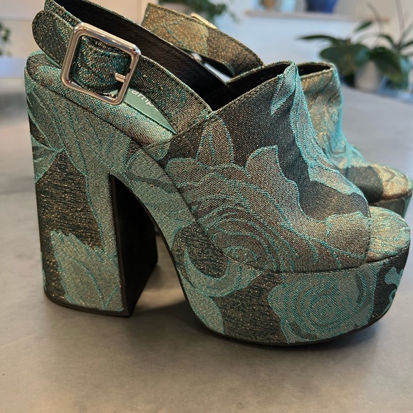 Jeffrey Campbell Shoes - Jeffrey Campbell Teal and Black Floral Platforms